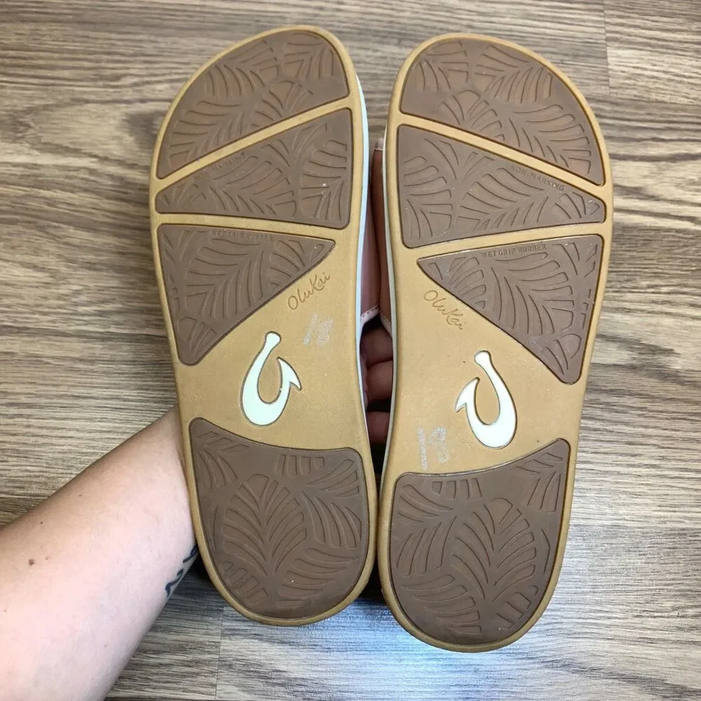 Olukai Nu'a Olu Sandals Womens 10 Pink Comfort Slide Slip On Open Toe Beach Pool